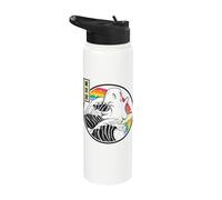 Ghost Surfing Great Wave Kawaii Rainbow Retro Anime Stainless Steel Insulated Water Bottle