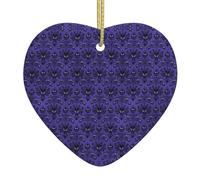 Ghost swarm Christmas heart-shaped ceramic pendant with a printed pattern 2.9 inches in diameter