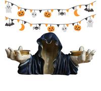Ghost Tealight Candle Holder - Creepy Halloween Candle Stand, Resin Ghost Figure, Gothic Table Centerpiece, Frightful Decorative Accent | Tealight Holder For Party, Dining Room, Living Room, Indoor