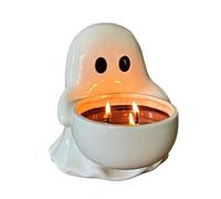 Ghost Tealight Holder Halloween Ghost Candle Stick Spooky Candle Holder Cute Ghosts Shape Candlestick Holders Ceramic Scented Candles Container Halloween Candlestick Tabletop Decor Gift for Party Home