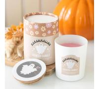 Ghost Toasted Marshmallow Scented Candle, 28-Hour Burn Time, Wooden Lid, Decorative Glass Holder