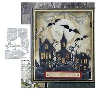 Ghost Town House Halloween Metal Die Cuts,Happy Halloween Ghost House Cutting Dies Cut Stencils DIY Scrapbooking Decorative Embossing Paper Party Wedding Card Making