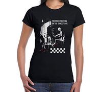 Ghost Town Too Much Fighting The Specials Women's T-Shirt (Medium, Black)