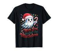 Ghost Under Mistletoe Christmas Cute Halloween Fun Holiday T-Shirt