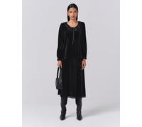 Ghost Velvet Tie Neck Lace Detail Blouse Black