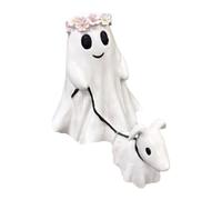 Ghost Walking Dog Statue - 25cm Halloween Decor - Dog Statue Resin Material Tabletop Ornament Spooky Playful Accent for Living Room Mantel Shelf Halloween Party Display
