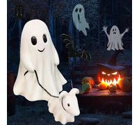 Ghost Walking Dog Statue,Halloween home decoration featuring images of ghosts and dogs,Spooky Ghost Dog Halloween Figurine, Ghost figurine,Halloween Ghost Decor for Indoor Outdoor(Ghost Boy)