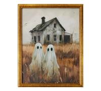 Ghost Wall Decorations - 9.45 Inch Spooky Prints for Halloween Artwork Bedroom Bathroom Framed Design Haunted Wall Decor for Season Party