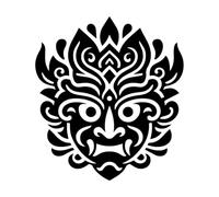 Ghost Warrior Mask Pattern Art Wall Decals PVC 42x46.5cm Art Decoration Black