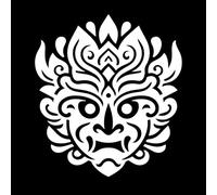 Ghost Warrior Mask Pattern Art Wall Decals PVC 67.2x74.4cm Art Mural Painting White