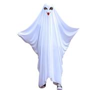 Ghost White Cape, Halloween Costume Unisex Ghost Cape White Cape Scary Cosplay Renaissance Cape Jacket Robe Vintage Medieval Outfit for Adults Children Halloween Sweet or Treat