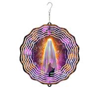 Ghost Wind Spinner, Halloween Fanciful Cat Floral Halloween Violet Metal 3D Outdoor Wind Sculptures Ornaments Gifts for Garden Lawn Hallways Yard Party Decor 12 Inch