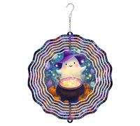 Ghost Wind Spinner, Halloween Fanciful Pumpkin Cauldron Halloween Violet Metal Hanging Wind Sculptures Outdoor Ornaments for Garden Porch Balcony Hallways Decor 12 Inch