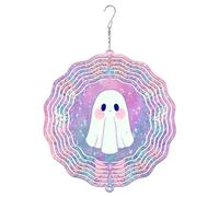 Ghost Wind Spinner, Halloween Fanciful Stars Leaves Halloween Violet Metal Hanging Wind Sculptures Outdoor Ornaments for Garden Yard Patio Lawn Party Decor 12 Inch