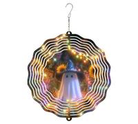 Ghost Wind Spinner, Halloween Festive Hat Sunflower Halloween Violet Metal 3D Outdoor Wind Sculptures Ornaments Gifts for Garden Lawn Hallways Yard Party Decor 12 Inch