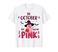 Ghost Witch Breast Cancer Awareness in octobre we wear Pink T-Shirt