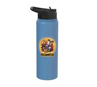 Ghost Witch Skeleton Pumpkin Under the Full Moon Halloween Stainless Steel Insulated Water Bottle