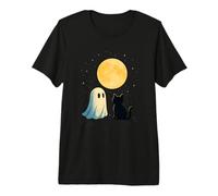 Ghost with Cat Before Full Moon Premium T-Shirt