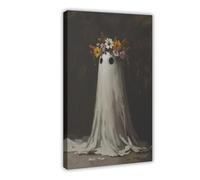 Ghost with Flower Crown Canvas Poster Wall Art Decor Print Picture Paintings for Living Room Bedroom Decoration 20x30inch(50x75cm)