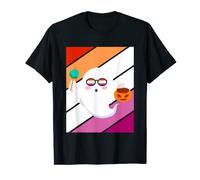 Ghost With Pride Halloween Lesbian Flag LGBTQ Proud Ally T-Shirt