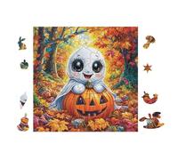 Ghost with Pumpkin Halloween 100 Piece Pack Classic Jigsaw Puzzle Couple Puzzle Partners Ultra Difficult Wall Decor Easter New Year Eco Friendly Cardboard 28x28cm