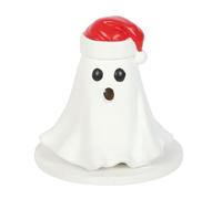 Ghost with Santa Hat Tealight and Incense Cone Holder - Spooky Christmas Decor, Dual-Use Holiday Accent for Tealights & Incense, Festive Haunted Vibes for Any Room
