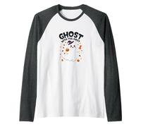 Ghost with The Most: Cute Halloween Spirit for Kids Raglan Baseball Tee, Men, Dark Heather/White, S
