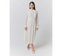 Ghost Women's Georgette Broderie Pleated Midi Smock Dress - Ivory, Ivory,Red