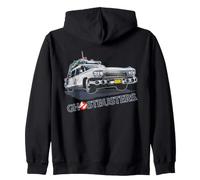 Ghostbusters Ecto 1 Car Angled 1984 80s Title Halftone Text Zip Hoodie