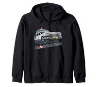Ghostbusters Ecto 1 Car Angled 1984 80s Title Text Halftone Zip Hoodie