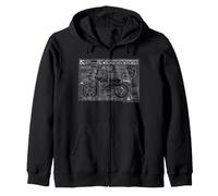 Ghostbusters Ecto-2 Motorcycle Blueprint And Infographic Zip Hoodie