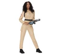 Womens Ghostbusters Costume Beige Jumpsuit Fancy Dress Halloween Outfit Large