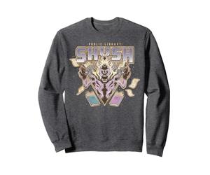 Ghostbusters Library Ghost Grey Lady Shush Sketch Text Books Sweatshirt