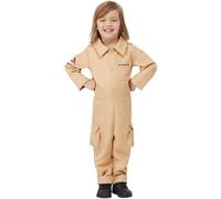 Ghostbusters Logo Proton Pack Back Print Faux Pocket Beige Jumpsuit | Size: 3-4 Years Ghostbusters Beige 3-4 Years