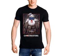 Ghostbusters Mens T-Shirt Marshmallow Man Cotton Black - L