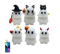 Ghostees Mystery Phone Buddy, Cute Strong Adhesive Cling Decoration For Smartphone, Stick-on Halloween Ghost & Pumpkin Phone Case Topper Figure, Fun Desk Accessory For All Phones