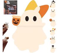 Ghostees Mystery Phone Buddy,Ghost Phone Buddy,Mini Smartphone Figure Surprise Toy,Stick-On Halloween Ghost & Pumpkin Telephone Topper,Cute Fun Halloween Telephone All Models Buddy Doll (White-A)