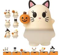 Ghostees Mystery Phone Buddy, Ghost Phone Charm, Halloween Cute Ghost Mobile Charm, Halloween Mobile Topper Figure, for Phones Tablet Laptop Decoration. (A)