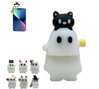 Ghostees Mystery Phone Buddy, Ghostees Ghost, Halloween Cute Ghost Phones Charm, Mini Figure Surprise Toy, Peel-and-Stick Designs, for All Mobile Phones, Fun Desk Accessory