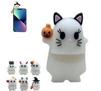 Ghostees Mystery Phone Buddy, Ghostees Ghost, Halloween Cute Ghost Phones Charm, Mini Figure Surprise Toy, Peel-and-Stick Designs, for All Mobile Phones, Fun Desk Accessory