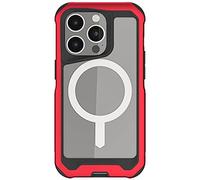 Ghostek ATOMIC slim Clear Case for iPhone 14 Pro with MagSafe Magnetic Ring Built-In Lightweight Aluminum Alloy Metal Protective Bumper Phone Cover Designed for 2022 Apple iPhone14Pro (6.1 Inch) (Red)