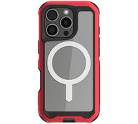 Ghostek Atomic Slim iPhone 16 Pro Case, Compatible with Apple MagSafe Accessories, Aluminum Metal Bumper, Shockproof Drop Protection (6.3 Inch, Red)
