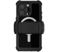 Ghostek Nautical Waterproof iPhone 16 Pro Case with Belt Clip Holster - Screen and Camera Protector, Apple MagSafe Compatible, Rugged Heavy Duty Cover (6.3 Inch, Black)