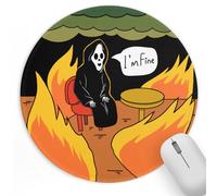 Ghostface Fire Small Mouse Pad, Cute Funny Round Mousepad with Non-Slip Rubber Base, This is Fine Mouse Pads for Desk Accessories Laptop Gaming Office Supplies Decor
