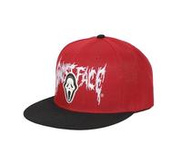 Ghostface Mask Rubber Badge Red Flat Bill Baseball Cap