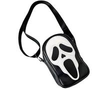 Ghostface Shoulder Bag, Halloween Ghost Purse, PU Leather Phone Purse, Gothic Skull Face Crossbody Bag For Women Men (Black)