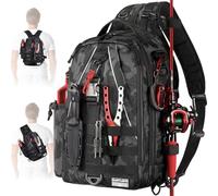 Ghosthorn Fishing Backpack Tackle Sling Bag - Fishing Backpack with Rod Holder - Tackle Box Fly Fishing Gifts for Men Women