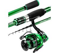 Ghosthorn Fishing Rod and Reel Combo, Graphite Telescoping Fishing Pole Collapsible Travel Compact Rod for Freshwater Saltwater Fishing Gifts for Men Women (Fishing Rod+Reel(No Lures&Line), 2.1M 7FT)