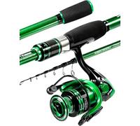 Ghosthorn Fishing Rod and Reel Combo, Graphite Telescoping Fishing Pole Collapsible Travel Compact Rod for Freshwater Saltwater Fishing Gifts for Men Women (Fishing Rod+Reel(No Lures&Line), 2.1M 7FT)