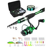 Ghosthorn Fishing Rod and Reel Combo, Graphite Telescoping Fishing Pole Portable Travel Kit with Carrier Bag for Freshwater Saltwater